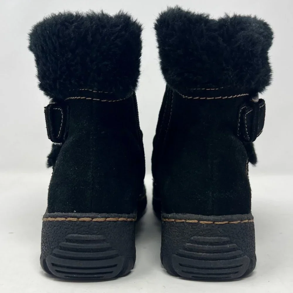 Bare Trap Black Suede Faux‎ Fur  Lining Side Zip Buckle Accent Size 6 M Breesen